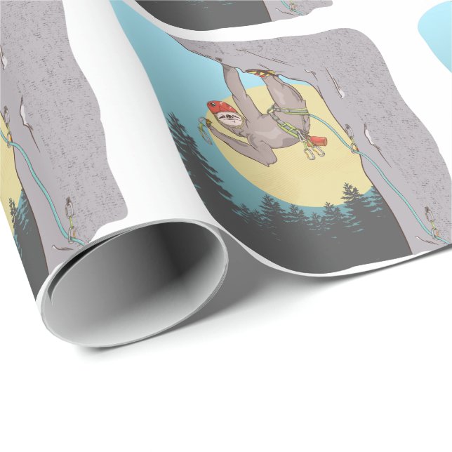 Cute cartoon sloth rock climbing wrapping paper (Roll Corner)