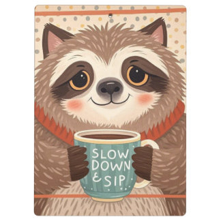 Cute Cartoon sloth with exaggerated sleepy eyes  Clipboard