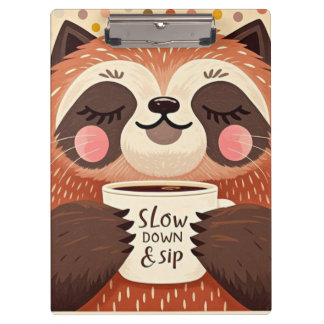 Cute Cartoon sloth with exaggerated sleepy eyes  Clipboard