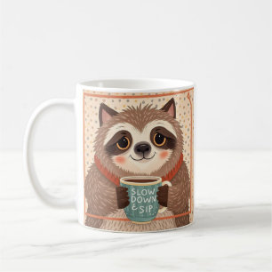 Cute Cartoon sloth with exaggerated sleepy eyes Coffee Mug