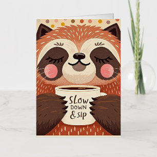 Cute Cartoon sloth with exaggerated sleepy eyes  Foil Greeting Card