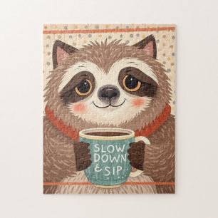 Cute Cartoon sloth with exaggerated sleepy eyes Jigsaw Puzzle