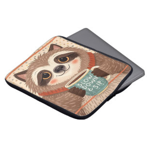 Cute Cartoon sloth with exaggerated sleepy eyes Laptop Sleeve