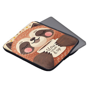 Cute Cartoon sloth with exaggerated sleepy eyes Laptop Sleeve