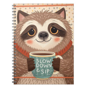 Cute Cartoon sloth with exaggerated sleepy eyes  Notebook