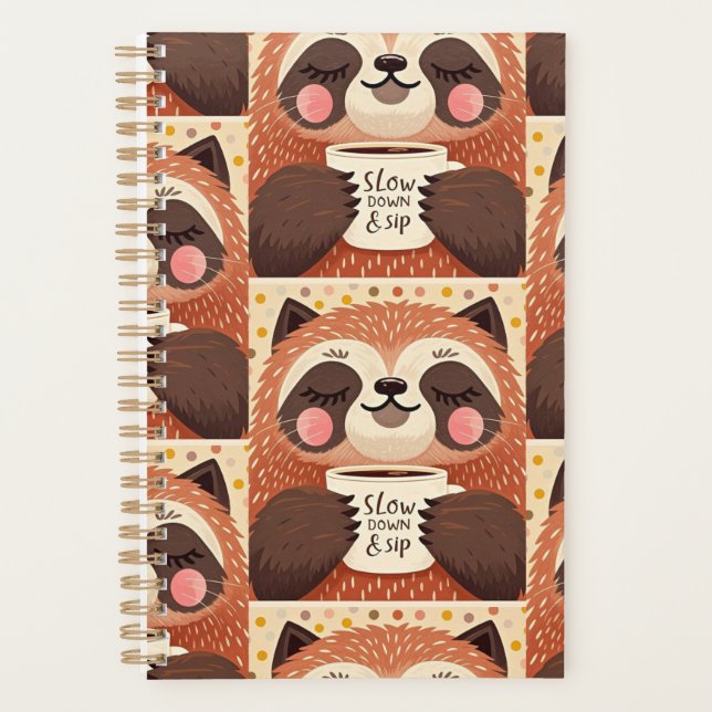 Cute Cartoon sloth with exaggerated sleepy eyes  Planner (Front)