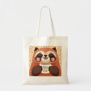 Cute Cartoon sloth with exaggerated sleepy eyes  Tote Bag