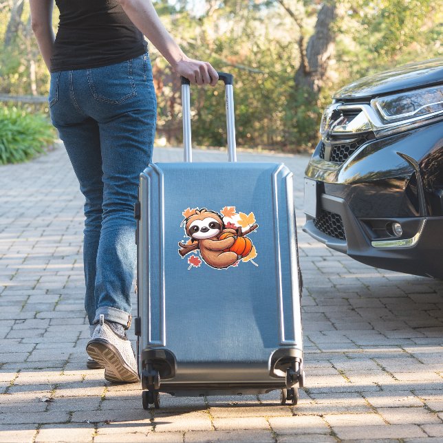 Cute Cartoon Sloth with Pumpkin - Autumn Season Ov (Suitcase Insitu)
