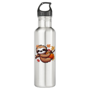 Cute Cartoon Sloth with Pumpkin - Autumn Season Ov 710 Ml Water Bottle