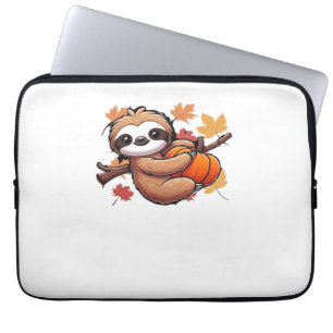 Cute Cartoon Sloth with Pumpkin - Autumn Season Ov Laptop Sleeve