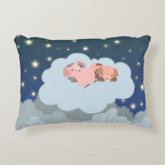 Cute Cartoon Slumbering Piglets Accent Pillow