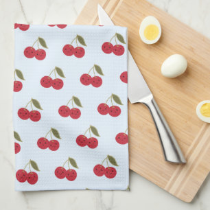 Cute Cartoon Smiling Kawaii Cherries Kitchen Towel