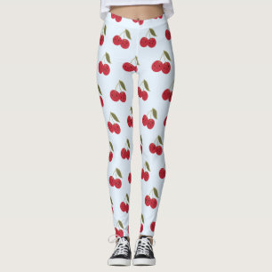 Cute Cartoon Smiling Kawaii Cherries Leggings