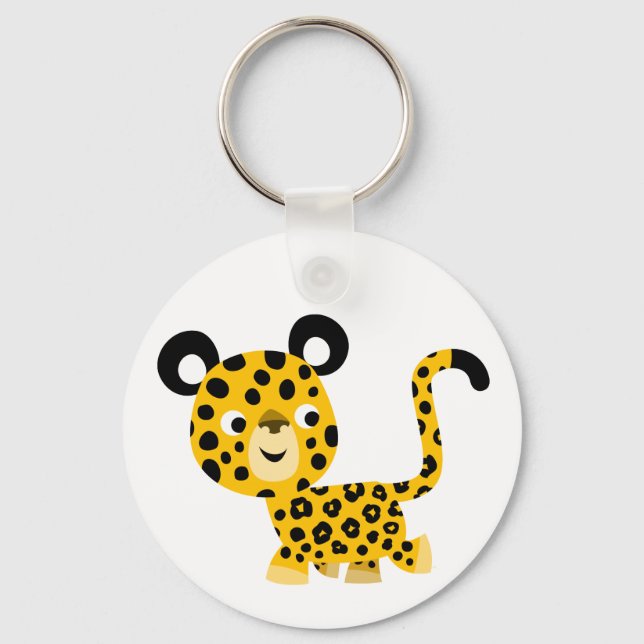 Cute Cartoon Smiling Leopard Keychain (Front)