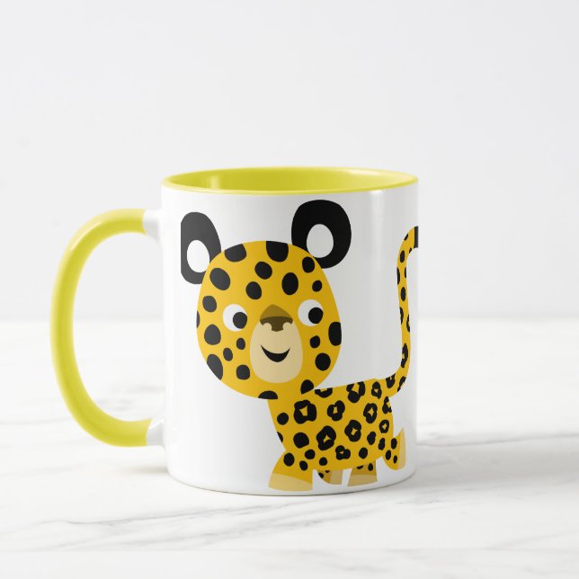 Cute Cartoon Smiling Leopard Mug (Left)