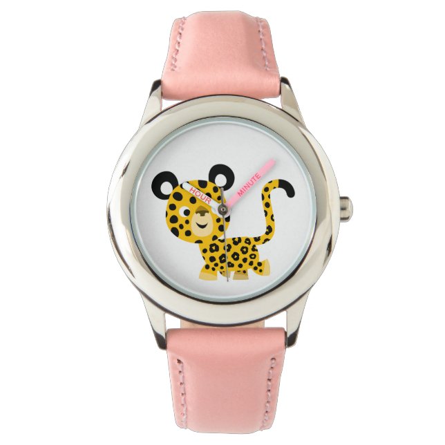 Cute Cartoon Smiling Leopard Watch (Front)