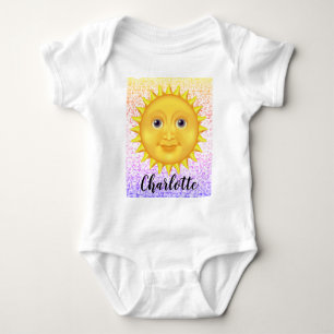 Cute Cartoon Smiling Sun with Sweet Bumblebee Baby Bodysuit