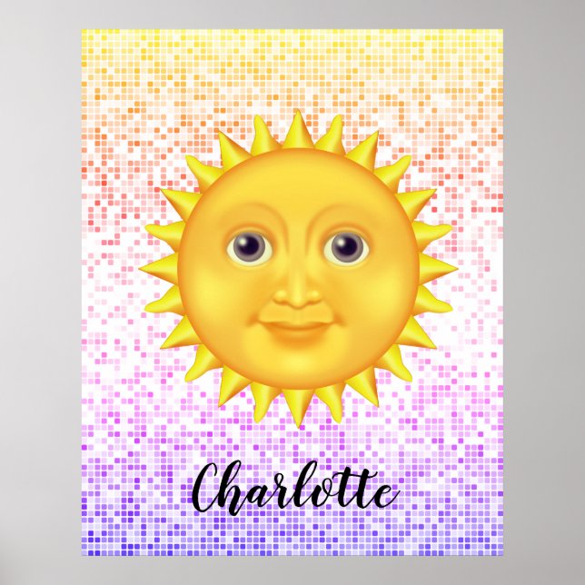 Cute Cartoon Smiling Sun  with Sweet Bumblebee    Poster (Front)