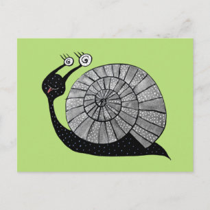 Cute Cartoon Snail Character With Spiral Eyes Postcard