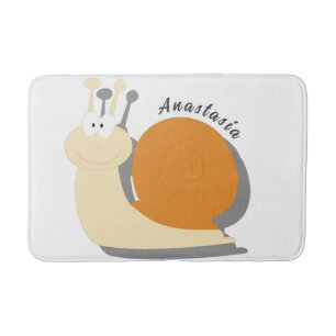 Cute Cartoon Snail Personalized Bath Mat – Custom 