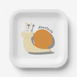Cute Cartoon Snail Personalized Custom Paper Plate