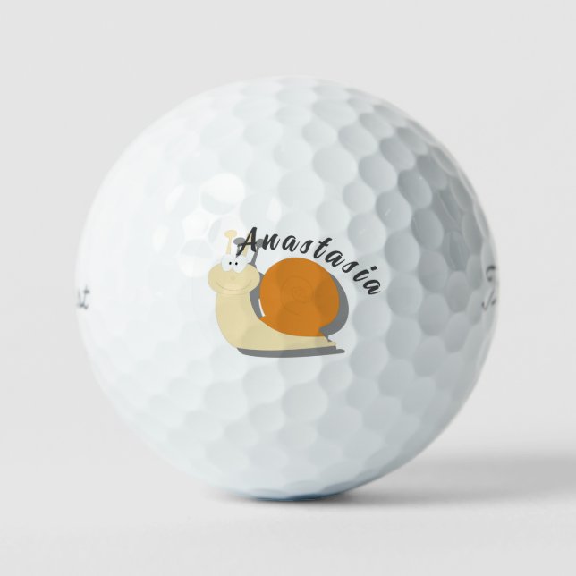 Cute Cartoon Snail Personalized Golf Balls – Funny (Front)