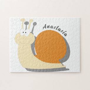Cute cartoon snail Personalized   Jigsaw Puzzle