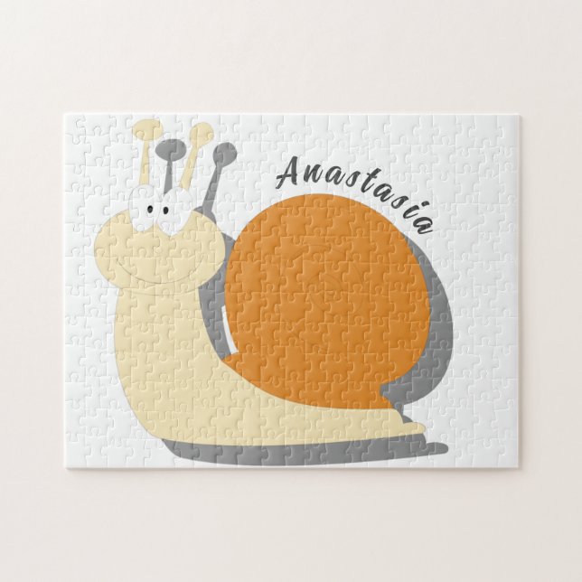 Cute Cartoon Snail Personalized Jigsaw Puzzle  (Horizontal)
