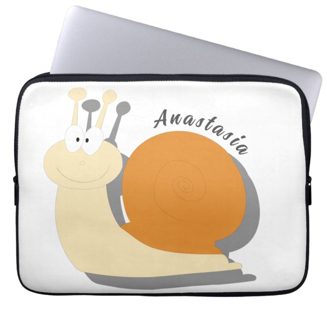 Cute Cartoon Snail Personalized Laptop Sleeve  (Front)