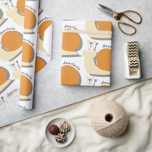 Cute Cartoon Snail Personalized Wrapping Paper  (Crafts)