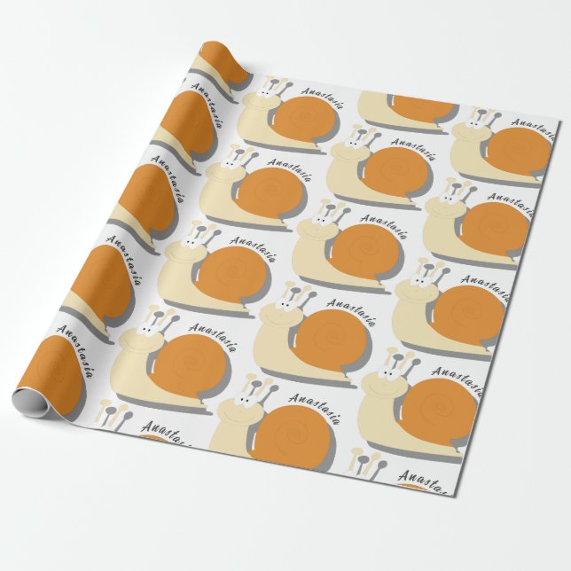 Cute Cartoon Snail Personalized Wrapping Paper  (Unrolled)