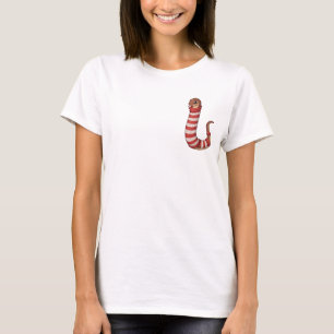 Cute Cartoon Snake Wearing Red and White T-Shirt