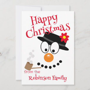 Cute Cartoon Snowman Holiday Card
