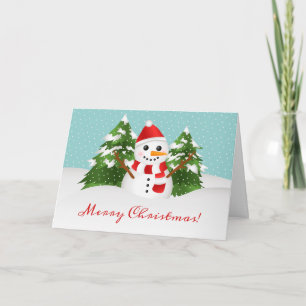 Cute Cartoon Snowman Personalizable Christmas Holiday Card