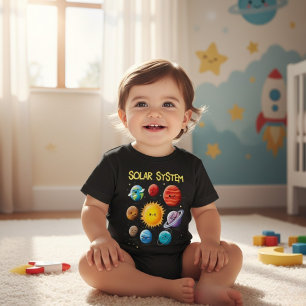 Cute Cartoon Solar System Planets Toddler T-Shirt