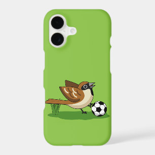 Cute Cartoon Sparrow Playing Soccer