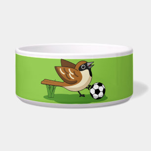 Cute Cartoon Sparrow Playing Soccer