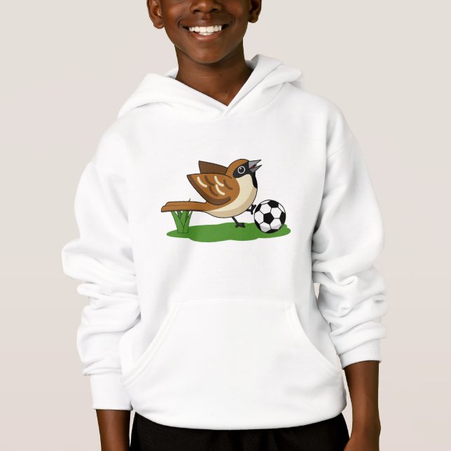 Cute Cartoon Sparrow Playing Soccer (Front)