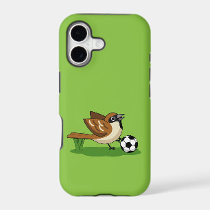Cute Cartoon Sparrow Playing Soccer