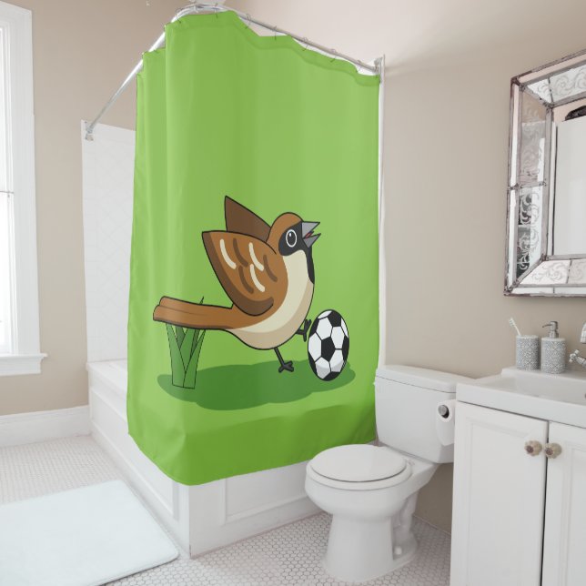 Cute Cartoon Sparrow Playing Soccer (In Situ)