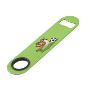 Cute Cartoon Sparrow Playing Soccer Bar Key