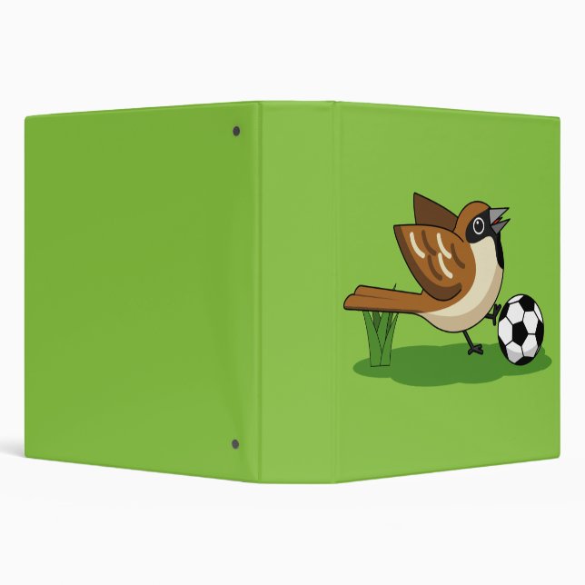 Cute Cartoon Sparrow Playing Soccer Binder (Background)