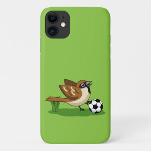 Cute Cartoon Sparrow Playing Soccer iPhone 11 Case