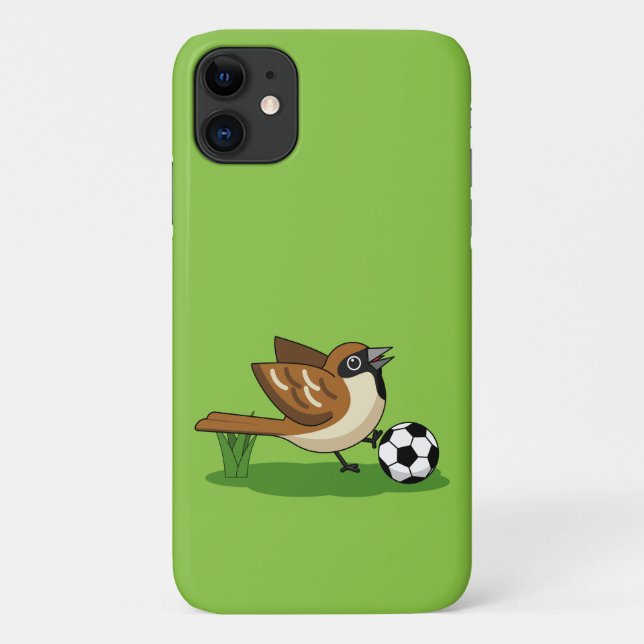 Cute Cartoon Sparrow Playing Soccer Case-Mate iPhone Case (Back)