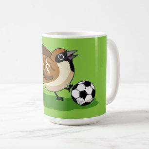 Cute Cartoon Sparrow Playing Soccer Coffee Mug
