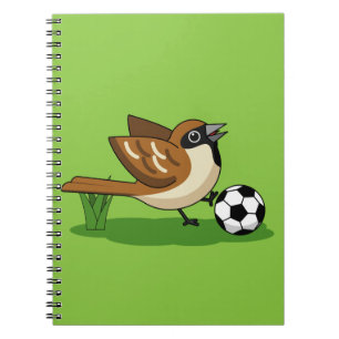 Cute Cartoon Sparrow Playing Soccer Notebook