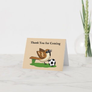 Cute Cartoon Sparrow Playing Soccer Personalize Thank You Card