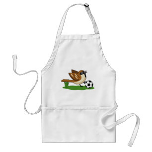 Cute Cartoon Sparrow Playing Soccer Standard Apron