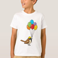 Cute Cartoon Sparrow with Balloons