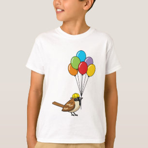 Cute Cartoon Sparrow with Balloons T-Shirt